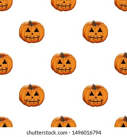 Illustration on theme big colored pattern Halloween, seamless orange pumpkin. Seamless pattern consisting of collection pumpkin, accessory at Halloween. Rare pattern Halloween from seamless pumpkin.