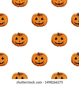 Illustration on theme big colored pattern Halloween, seamless orange pumpkin. Seamless pattern consisting of collection pumpkin, accessory at Halloween. Rare pattern Halloween from seamless pumpkin.