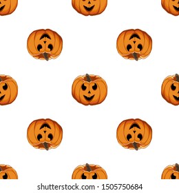 Illustration on theme big colored pattern Halloween, seamless orange pumpkin. Seamless pattern consisting of collection pumpkin, accessory at Halloween. Rare pattern Halloween from seamless pumpkin.