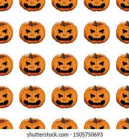 Illustration on theme big colored pattern Halloween, seamless orange pumpkin. Seamless pattern consisting of collection pumpkin, accessory at Halloween. Rare pattern Halloween from seamless pumpkin.