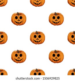 Illustration on theme big colored pattern Halloween, seamless orange pumpkin. Seamless pattern consisting of collection pumpkin, accessory at Halloween. Rare pattern Halloween from seamless pumpkin.