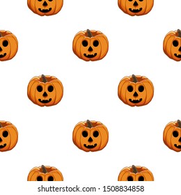 Illustration on theme big colored pattern Halloween, seamless orange pumpkin. Seamless pattern consisting of collection pumpkin, accessory at Halloween. Rare pattern Halloween from seamless pumpkin.