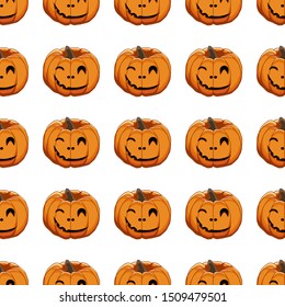 Illustration on theme big colored pattern Halloween, seamless orange pumpkin. Seamless pattern consisting of collection pumpkin, accessory at Halloween. Rare pattern Halloween from seamless pumpkin.