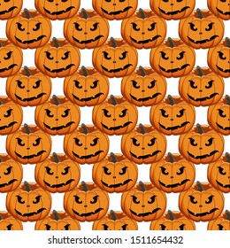 Illustration on theme big colored pattern Halloween, seamless orange pumpkin. Seamless pattern consisting of collection pumpkin, accessory at Halloween. Rare pattern Halloween from seamless pumpkin.