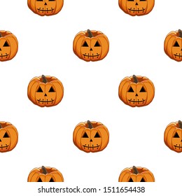 Illustration on theme big colored pattern Halloween, seamless orange pumpkin. Seamless pattern consisting of collection pumpkin, accessory at Halloween. Rare pattern Halloween from seamless pumpkin.