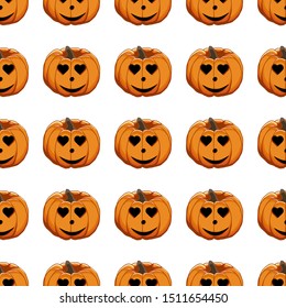 Illustration on theme big colored pattern Halloween, seamless orange pumpkin. Seamless pattern consisting of collection pumpkin, accessory at Halloween. Rare pattern Halloween from seamless pumpkin.