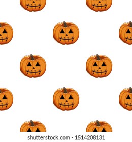 Illustration on theme big colored pattern Halloween, seamless orange pumpkin. Seamless pattern consisting of collection pumpkin, accessory at Halloween. Rare pattern Halloween from seamless pumpkin.