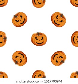 Illustration on theme big colored pattern Halloween, seamless orange pumpkin. Seamless pattern consisting of collection pumpkin, accessory at Halloween. pattern Halloween from seamless pumpkin.