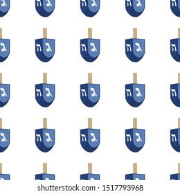 Illustration on theme big colored pattern Hanukkah, seamless set dreidel. Seamless pattern consisting of collection dreidel, accessory holiday Hanukkah. Seamless Hanukkah, pattern in old dreidel.