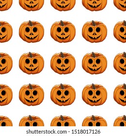 Illustration on theme big colored pattern Halloween, seamless orange pumpkin. Seamless pattern consisting of collection pumpkin, accessory at Halloween. Rare pattern Halloween from seamless pumpkin.