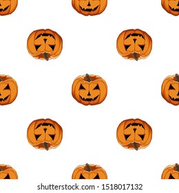 Illustration on theme big colored pattern Halloween, seamless orange pumpkin. Seamless pattern consisting of collection pumpkin, accessory at Halloween. Rare pattern Halloween from seamless pumpkin.