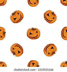 Illustration on theme big colored pattern Halloween, seamless orange pumpkin. Seamless pattern consisting of collection pumpkin, accessory at Halloween. Rare pattern Halloween from seamless pumpkin.