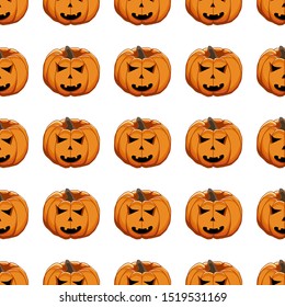 Illustration on theme big colored pattern Halloween, seamless orange pumpkin. Seamless pattern consisting of collection pumpkin, accessory at Halloween. Rare pattern Halloween from seamless pumpkin.