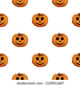 Illustration on theme big colored pattern Halloween, seamless orange pumpkin. Seamless pattern consisting of collection pumpkin, accessory at Halloween. Rare pattern Halloween from seamless pumpkin.