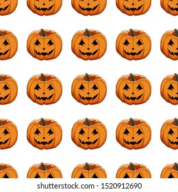 Illustration on theme big colored pattern Halloween, seamless orange pumpkin. Seamless pattern consisting of collection pumpkin, accessory at Halloween. Rare pattern Halloween from seamless pumpkin.