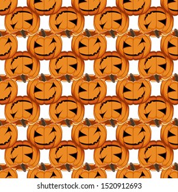 Illustration on theme big colored pattern Halloween, seamless orange pumpkin. Seamless pattern consisting of collection pumpkin, accessory at Halloween. Rare pattern Halloween from seamless pumpkin.