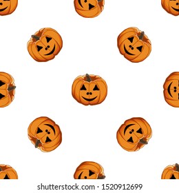 Illustration on theme big colored pattern Halloween, seamless orange pumpkin. Seamless pattern consisting of collection pumpkin, accessory at Halloween. Rare pattern Halloween from seamless pumpkin.