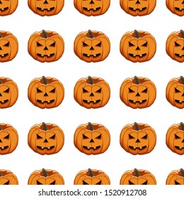 Illustration on theme big colored pattern Halloween, seamless orange pumpkin. Seamless pattern consisting of collection pumpkin, accessory at Halloween. Rare pattern Halloween from seamless pumpkin.