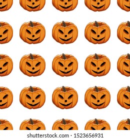 Illustration on theme big colored pattern Halloween, seamless orange pumpkin. Seamless pattern consisting of collection pumpkin, accessory at Halloween. Rare pattern Halloween from seamless pumpkin.
