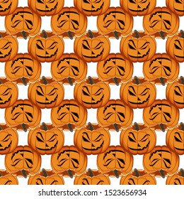 Illustration on theme big colored pattern Halloween, seamless orange pumpkin. Seamless pattern consisting of collection pumpkin, accessory at Halloween. Rare pattern Halloween from seamless pumpkin.
