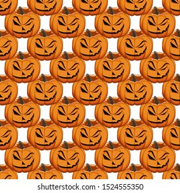 Illustration on theme big colored pattern Halloween, seamless orange pumpkin. Seamless pattern consisting of collection pumpkin, accessory at Halloween. Rare pattern Halloween from seamless pumpkin.