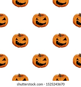 Illustration on theme big colored pattern Halloween, seamless orange pumpkin. Seamless pattern consisting of collection pumpkin, accessory at Halloween. Rare pattern Halloween from seamless pumpkin.