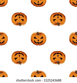 Illustration on theme big colored pattern Halloween, seamless orange pumpkin. Seamless pattern consisting of collection pumpkin, accessory at Halloween. Rare pattern Halloween from seamless pumpkin.
