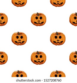 Illustration on theme big colored pattern Halloween, seamless orange pumpkin. Seamless pattern consisting of collection pumpkin, accessory at Halloween. Rare pattern Halloween from seamless pumpkin.