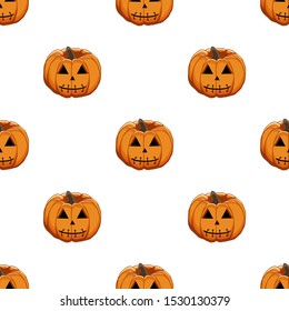 Illustration on theme big colored pattern Halloween, seamless orange pumpkin. Seamless pattern consisting of collection pumpkin, accessory at Halloween. Rare pattern Halloween from seamless pumpkin.