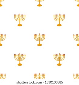 Illustration on theme big colored pattern Hanukkah, seamless set menorah. Seamless pattern consisting of collection menorah, accessory holiday Hanukkah. Seamless Hanukkah, pattern in old menorah.