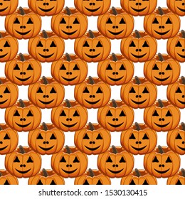 Illustration on theme big colored pattern Halloween, seamless orange pumpkin. Seamless pattern consisting of collection pumpkin, accessory at Halloween. Rare pattern Halloween from seamless pumpkin.