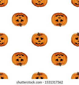 Illustration on theme big colored pattern Halloween, seamless orange pumpkin. Seamless pattern consisting of collection pumpkin, accessory at Halloween. Rare pattern Halloween from seamless pumpkin.