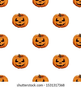 Illustration on theme big colored pattern Halloween, seamless orange pumpkin. Seamless pattern consisting of collection pumpkin, accessory at Halloween. Rare pattern Halloween from seamless pumpkin.