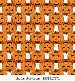 Illustration on theme big colored pattern Halloween, seamless orange pumpkin. Seamless pattern consisting of collection pumpkin, accessory at Halloween. Rare pattern Halloween from seamless pumpkin.