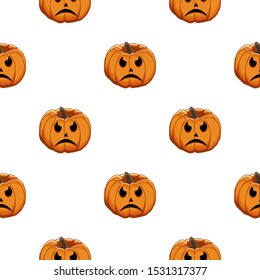 Illustration on theme big colored pattern Halloween, seamless orange pumpkin. Seamless pattern consisting of collection pumpkin, accessory at Halloween. Rare pattern Halloween from seamless pumpkin.