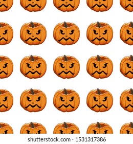 Illustration on theme big colored pattern Halloween, seamless orange pumpkin. Seamless pattern consisting of collection pumpkin, accessory at Halloween. Rare pattern Halloween from seamless pumpkin.