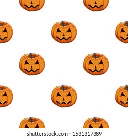 Illustration on theme big colored pattern Halloween, seamless orange pumpkin. Seamless pattern consisting of collection pumpkin, accessory at Halloween. Rare pattern Halloween from seamless pumpkin.