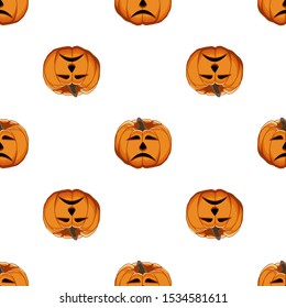 Illustration on theme big colored pattern Halloween, seamless orange pumpkin. Seamless pattern consisting of collection pumpkin, accessory at Halloween. Rare pattern Halloween from seamless pumpkin.