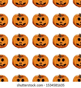 Illustration on theme big colored pattern Halloween, seamless orange pumpkin. Seamless pattern consisting of collection pumpkin, accessory at Halloween. Rare pattern Halloween from seamless pumpkin.