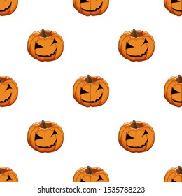 Illustration on theme big colored pattern Halloween, seamless orange pumpkin. Seamless pattern consisting of collection pumpkin, accessory at Halloween. Rare pattern Halloween from seamless pumpkin.