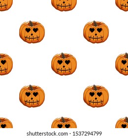 Illustration on theme big colored pattern Halloween, seamless orange pumpkin. Seamless pattern consisting of collection pumpkin, accessory at Halloween. Rare pattern Halloween from seamless pumpkin.