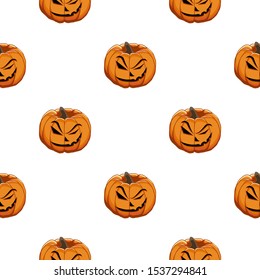 Illustration on theme big colored pattern Halloween, seamless orange pumpkin. Seamless pattern consisting of collection pumpkin, accessory at Halloween. Rare pattern Halloween from seamless pumpkin.