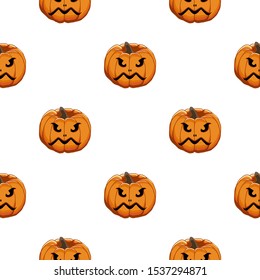 Illustration on theme big colored pattern Halloween, seamless orange pumpkin. Seamless pattern consisting of collection pumpkin, accessory at Halloween. Rare pattern Halloween from seamless pumpkin.