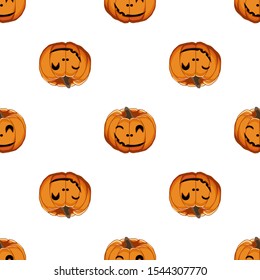 Illustration on theme big colored pattern Halloween, seamless orange pumpkin. Seamless pattern consisting of collection pumpkin, accessory at Halloween. Rare pattern Halloween from seamless pumpkin.