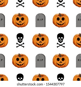 Illustration on theme big colored pattern Halloween, seamless orange pumpkin. Seamless pattern consisting of collection pumpkin, accessory at Halloween. Rare pattern Halloween from seamless pumpkin.