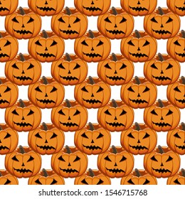 Illustration on theme big colored pattern Halloween, seamless orange pumpkin. Seamless pattern consisting of collection pumpkin, accessory at Halloween. Rare pattern Halloween from seamless pumpkin.