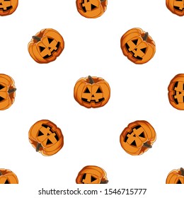 Illustration on theme big colored pattern Halloween, seamless orange pumpkin. Seamless pattern consisting of collection pumpkin, accessory at Halloween. Rare pattern Halloween from seamless pumpkin.