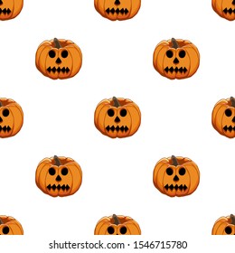 Illustration on theme big colored pattern Halloween, seamless orange pumpkin. Seamless pattern consisting of collection pumpkin, accessory at Halloween. Rare pattern Halloween from seamless pumpkin.