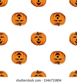 Illustration on theme big colored pattern Halloween, seamless orange pumpkin. Seamless pattern consisting of collection pumpkin, accessory at Halloween. Rare pattern Halloween from seamless pumpkin.