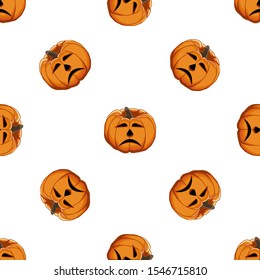 Illustration on theme big colored pattern Halloween, seamless orange pumpkin. Seamless pattern consisting of collection pumpkin, accessory at Halloween. Rare pattern Halloween from seamless pumpkin.